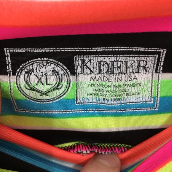 K-DEER rainbow neon striped leggings punk rock - Picture 4 of 16